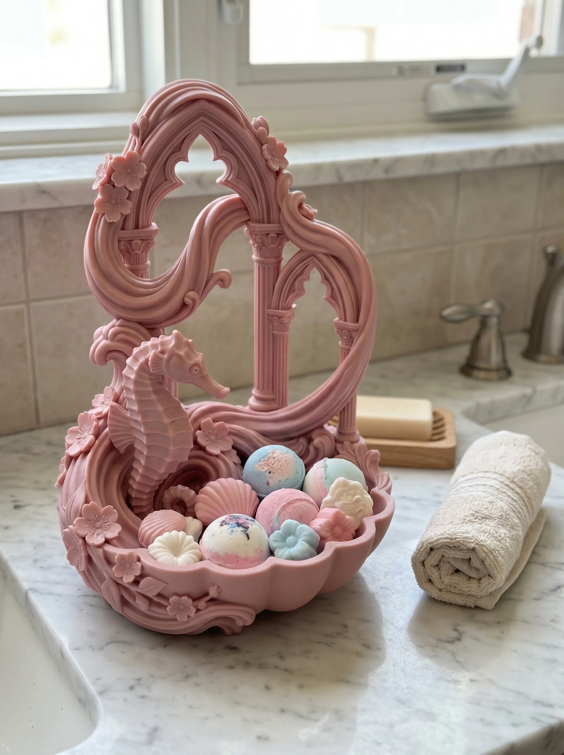 Gothic Seahorse Bath Bomb Holder & Soap Display Bowl 3d model