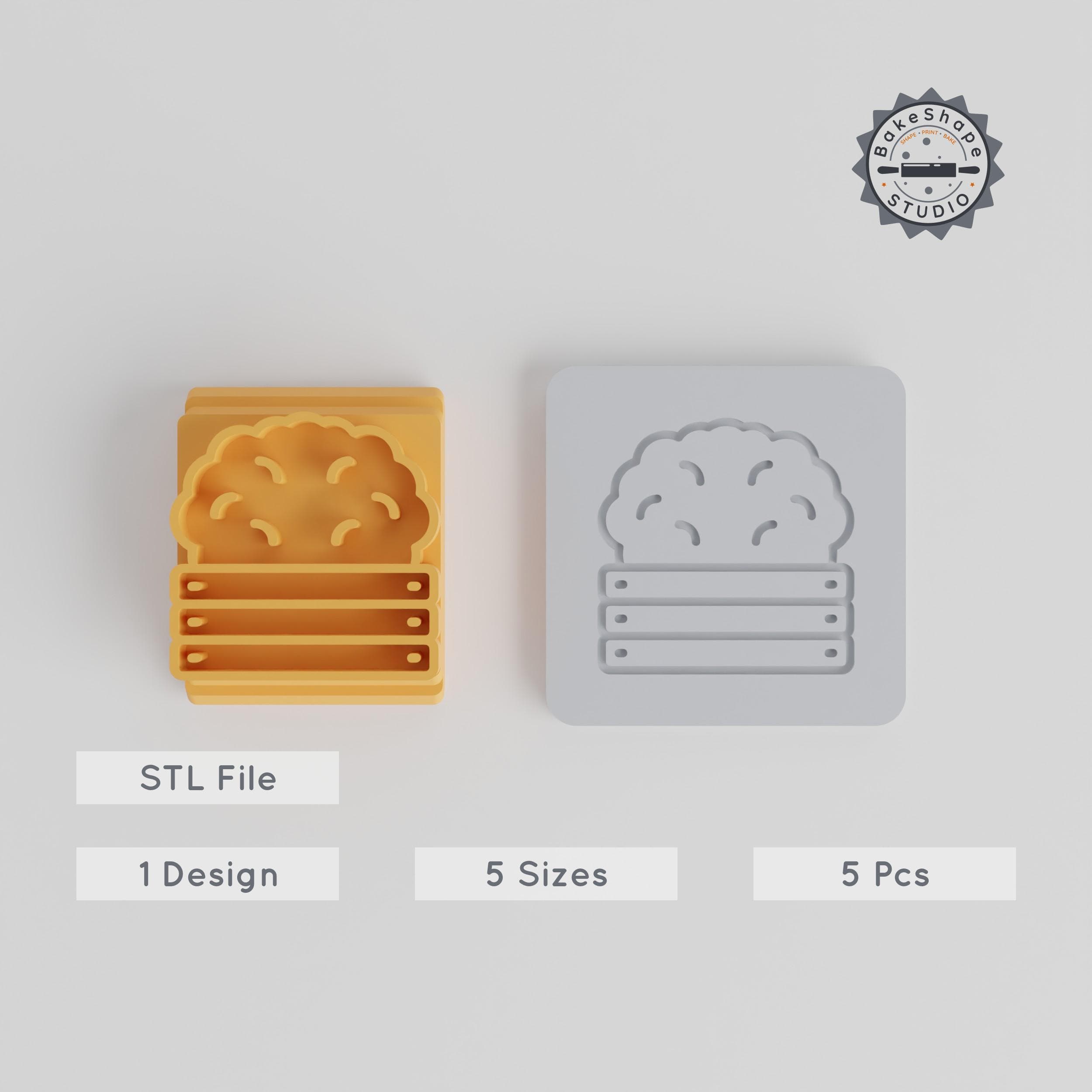 Boxed Bush Stamp Tile Set, 5 Sizes for Clay, Cookies & Fondant, Garden Hedge Design Collection PRODUCT_1582 3d model