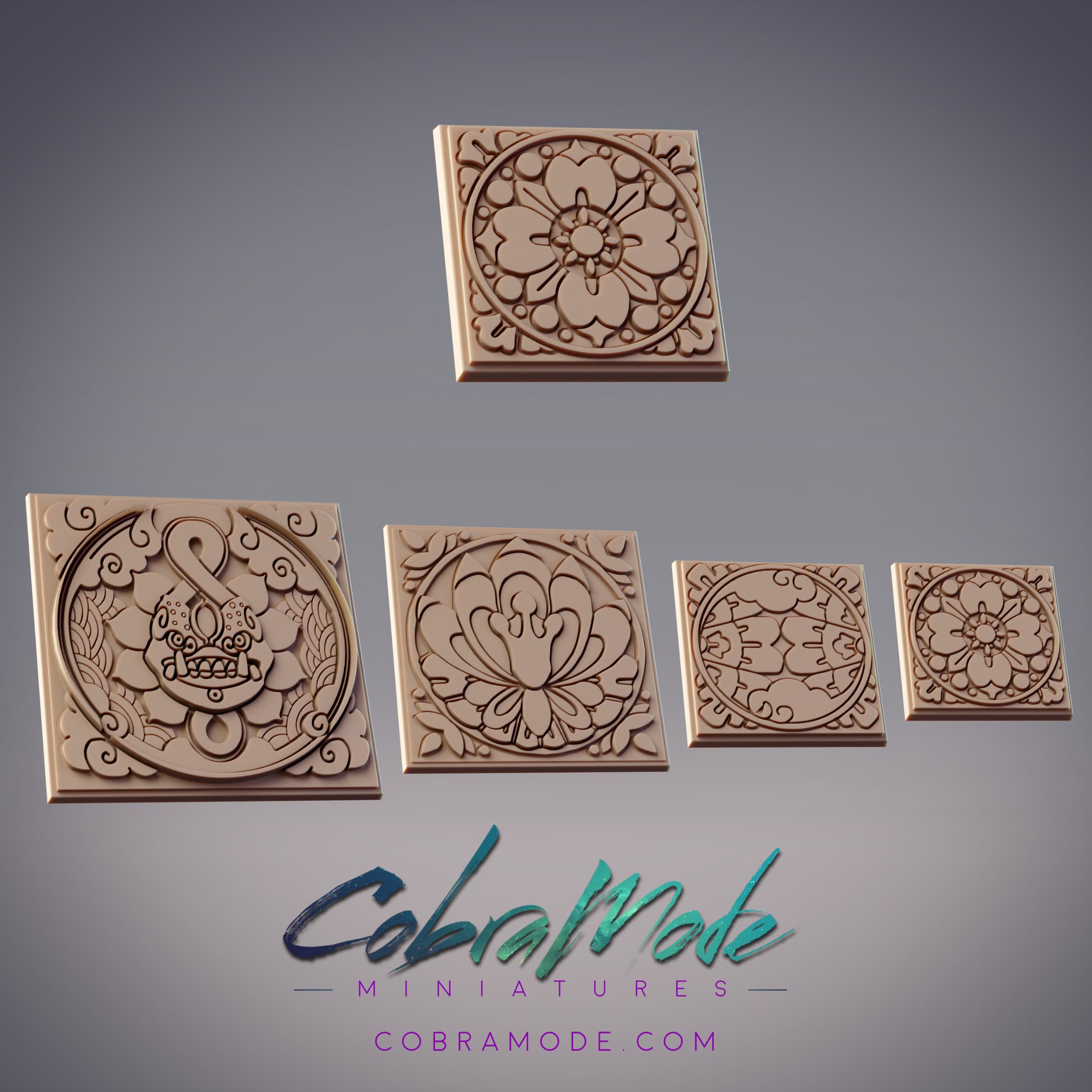 Swamp Crest Square Base Pack (4pcs) 3d model