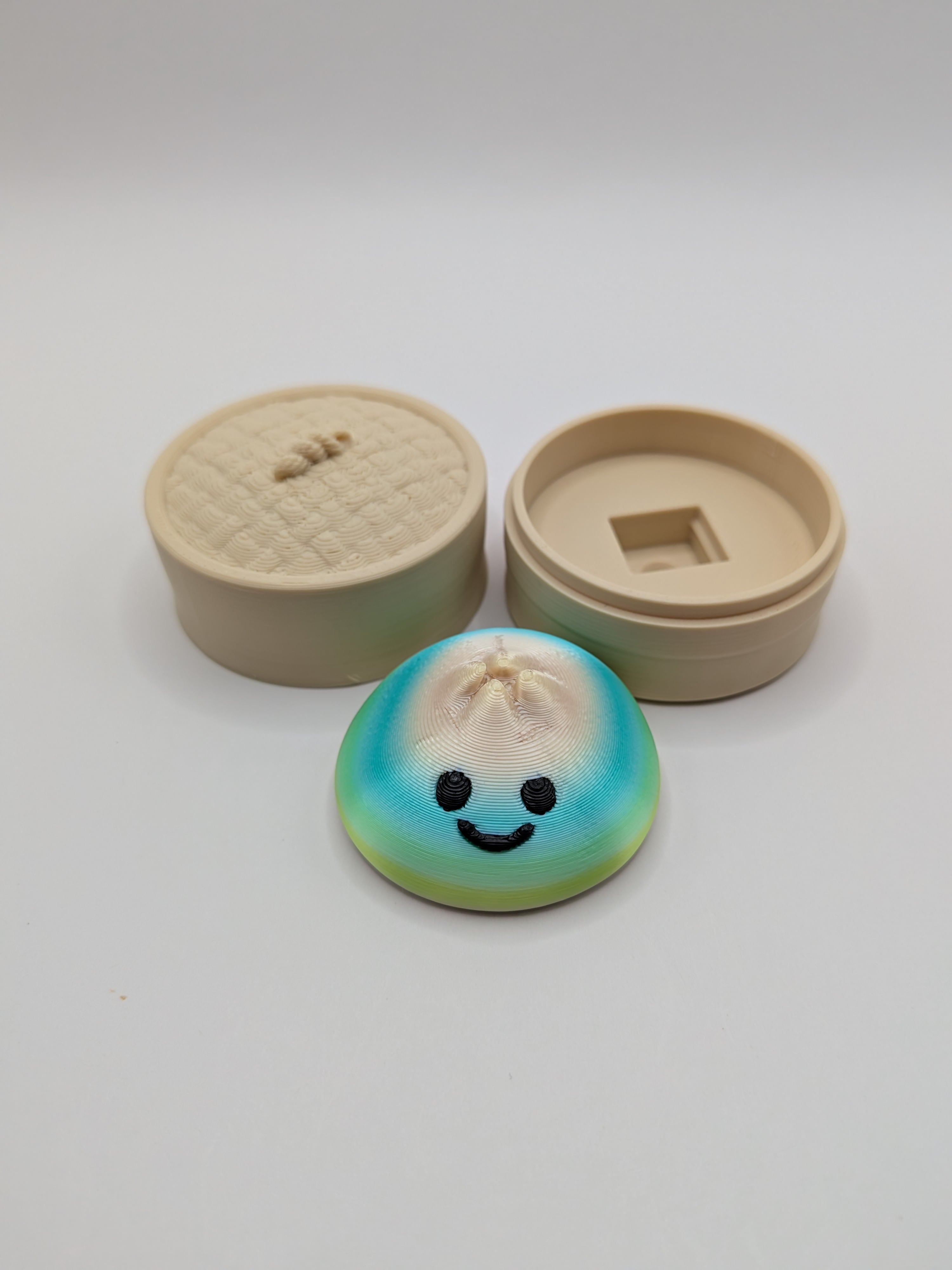 Clicker Dumpling in a Steamer Basket | Cute Fidget Toy STL 3d model