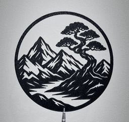 Bonsai Mountain Landscape 2D Wall Art.stl 3d model