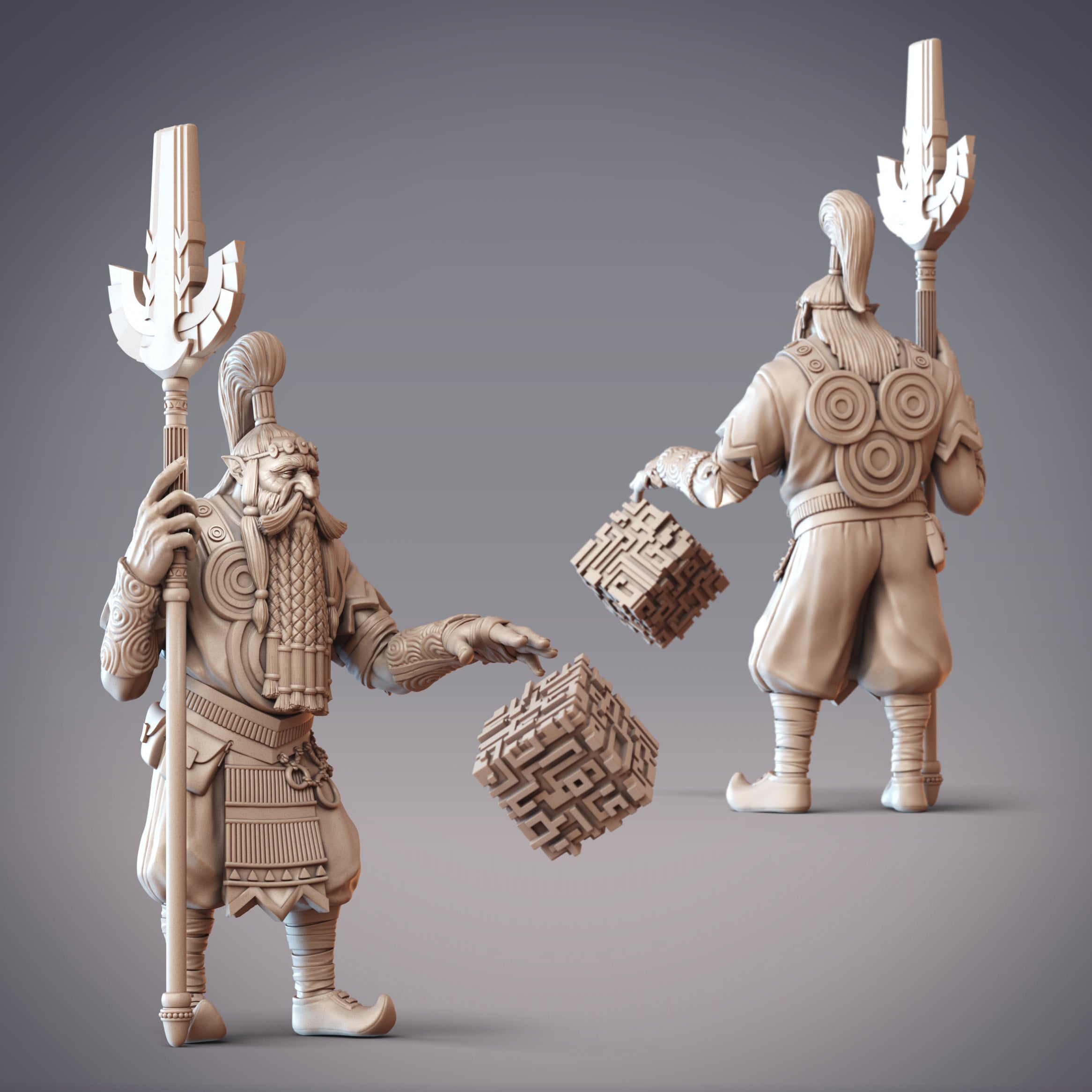 Desert Giant Geomancer - Azrukan, Stonebinder Master (Pre-supported) 3d model