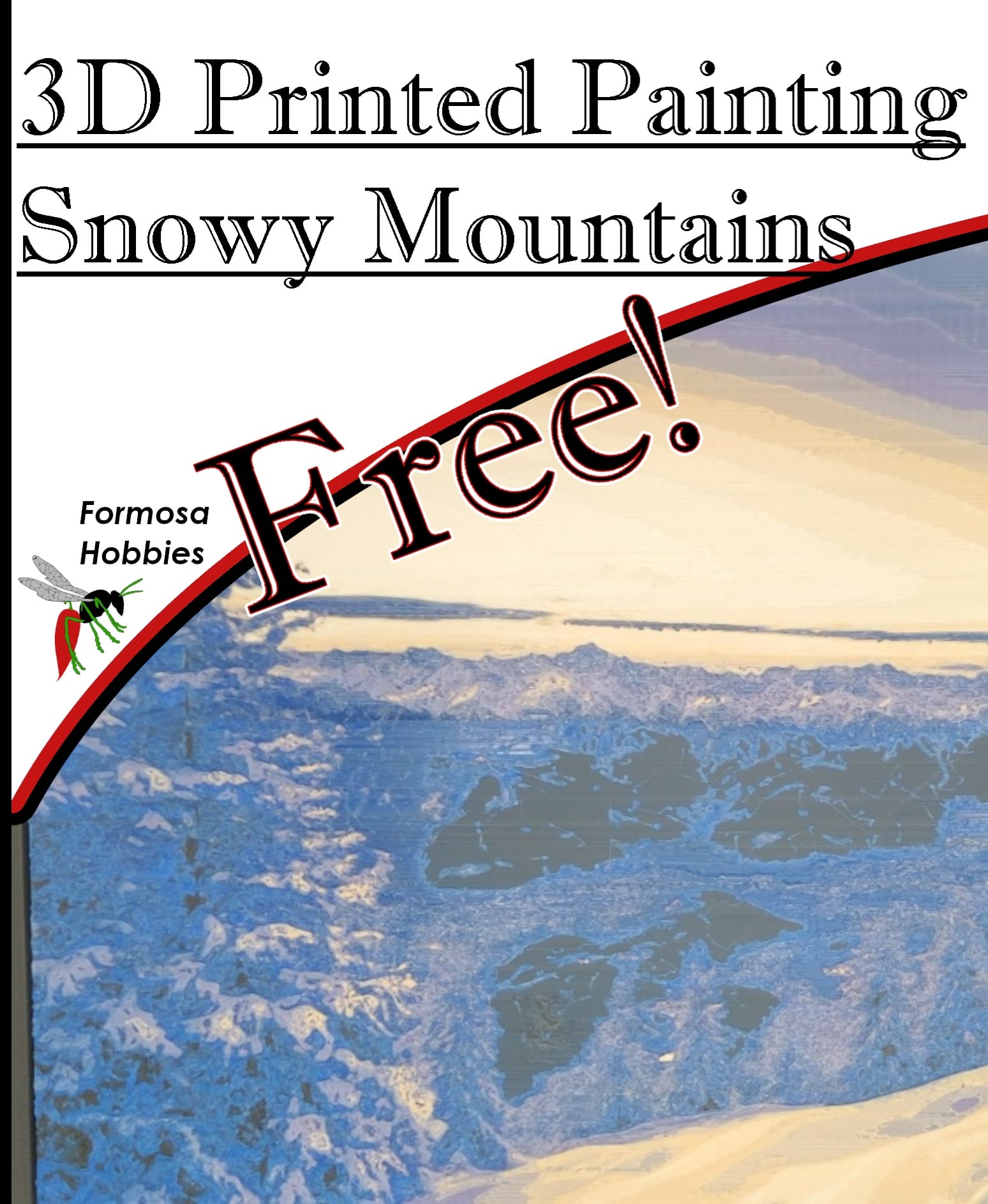 3D Printed Painting - Snowy Mountains 3d model
