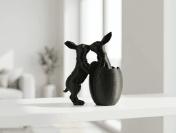 Two Easter Bunnies Kissing - Cute Holiday Sculpture 3d model