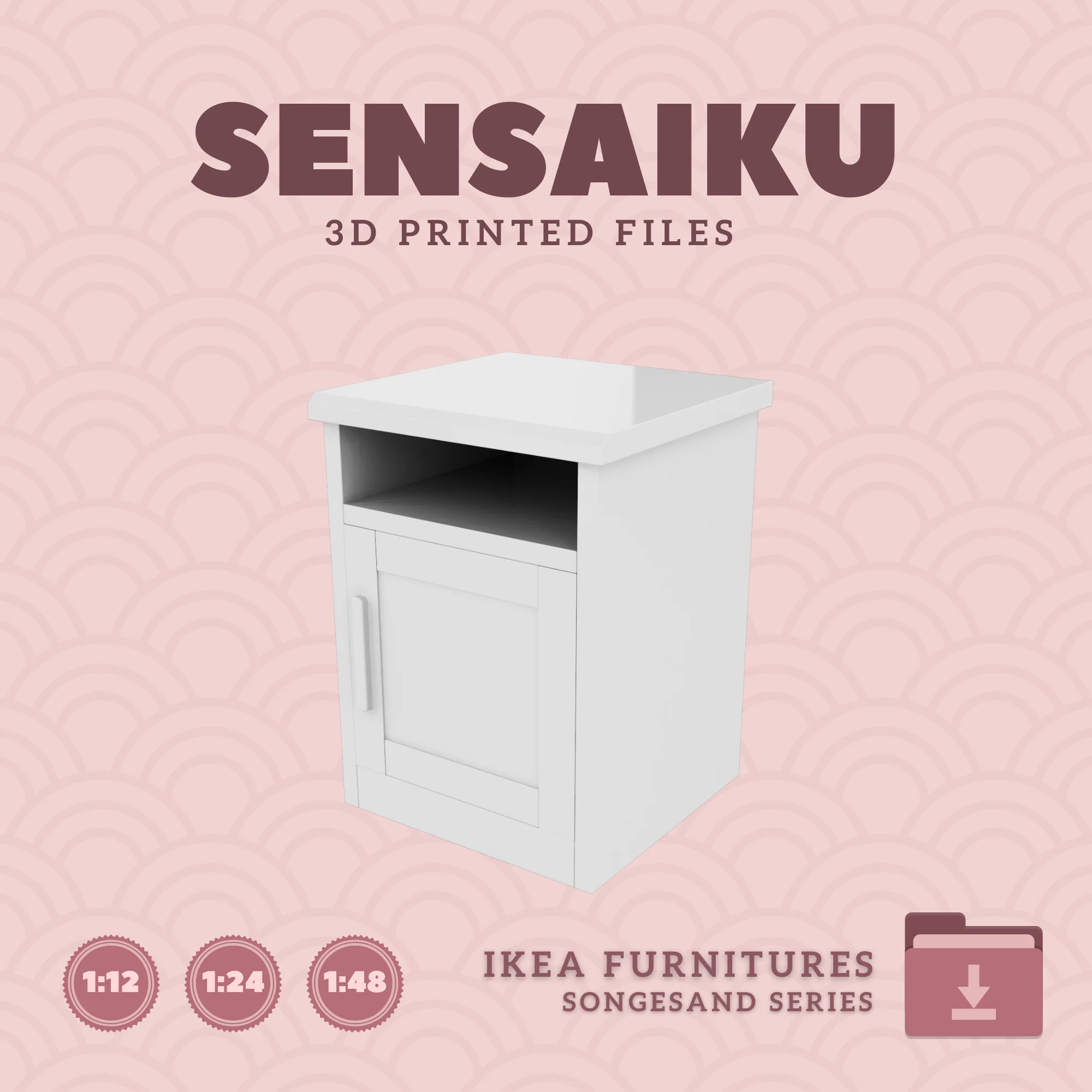 Miniature Replica SONGESAND Nightstand for Miniature Dollhouse - IKEA - 3D Print Instant Download 3d model