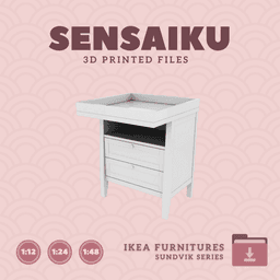 Miniature Replica 05. SUNDVIK Changing Table V2 for Miniature Dollhouse - IKEA - 3D Print Instant Do 3d model
