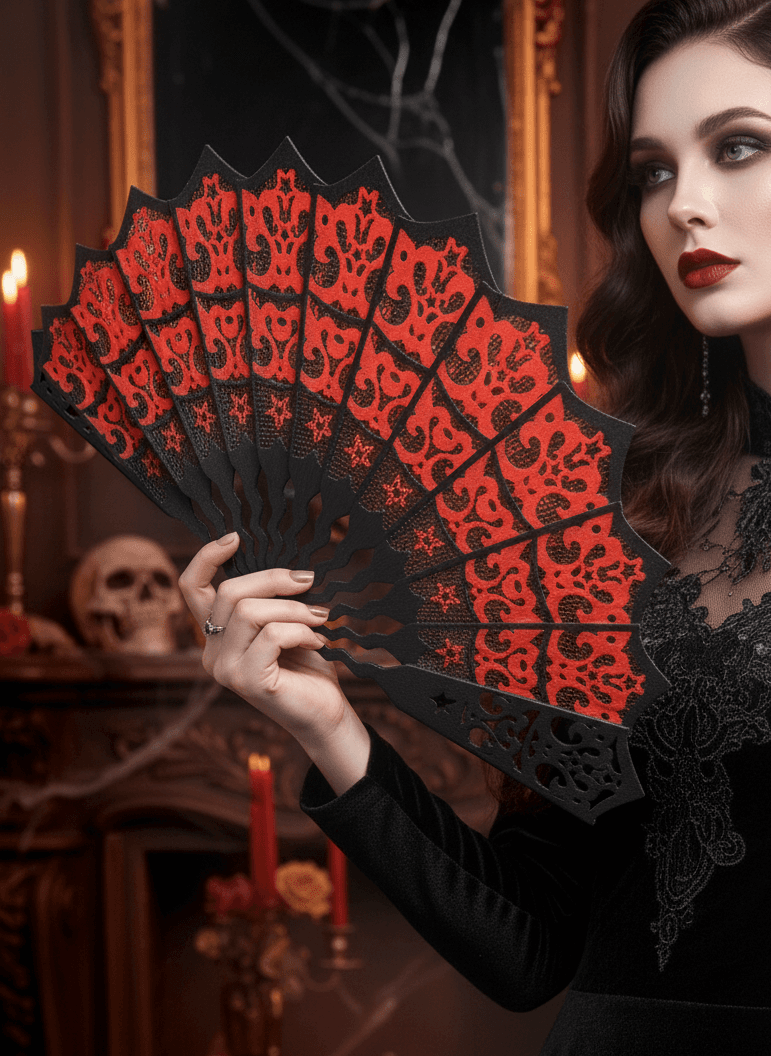 Halloween Spider Web Hand Fan 3d model