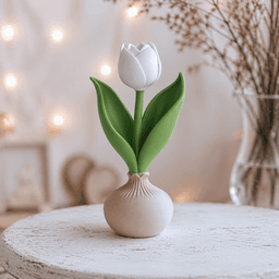 Tulip Bulb Decor | Spring Flower Display - Botanical Home Accent | Triple Floral Bamboo 3d model