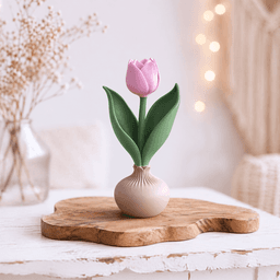 Tulip Bulb Decor | Spring Flower Display - Botanical Home Accent | Triple Floral Bamboo 3d model