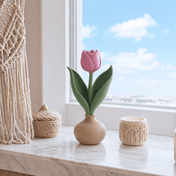 Tulip Bulb Decor | Spring Flower Display - Botanical Home Accent | Triple Floral Bamboo 3d model