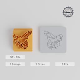 Bee Stamp Tile Set, 5 Sizes, 20-40mm, Perfect for Clay, Cookies & Fondant, Insect Motif, Honeycomb Design PRODUCT_5588 3d model