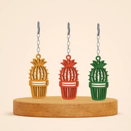 3D Cactus Keychain Set; 2 pcs. Set, Cute Plant Themed Keychain, Gift for Cactus Lovers, Unique Gift 3d model