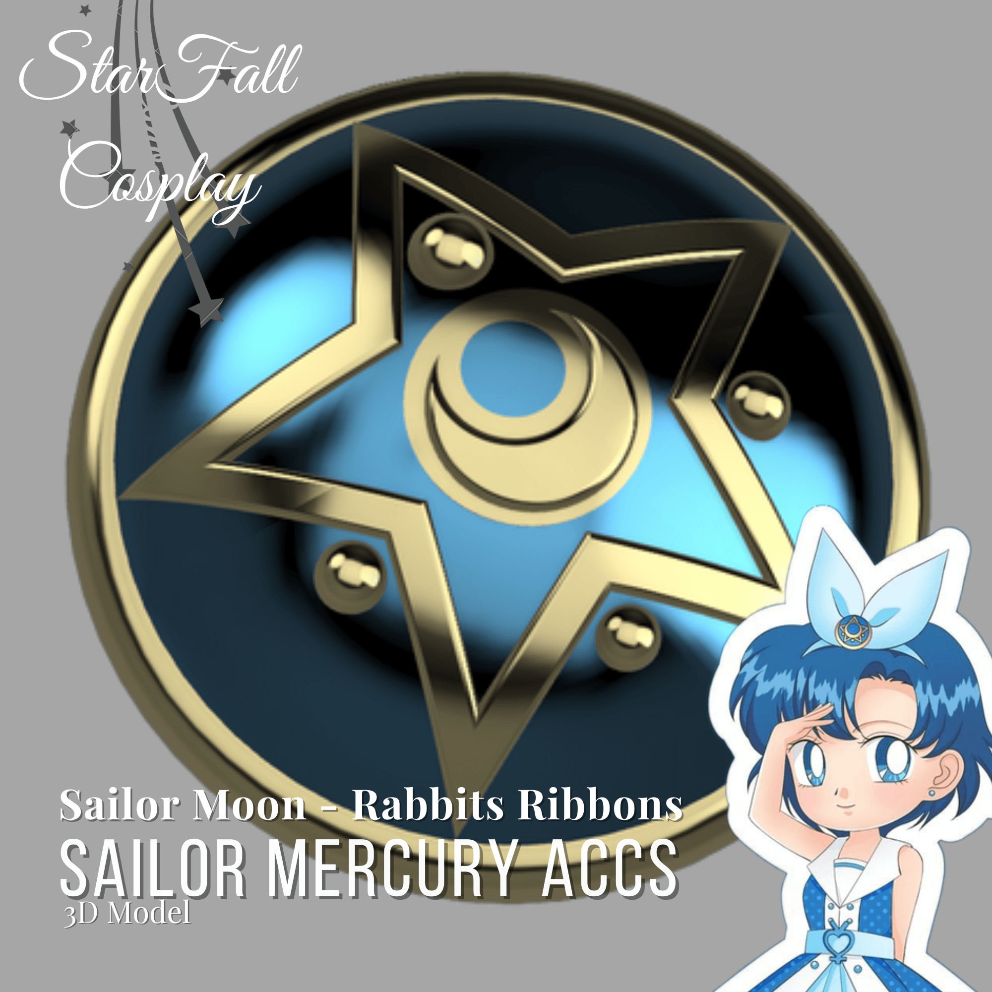 Mercury Rabbit Ribbon Cosplay Accessories 3d model
