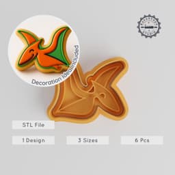 Pterodactyl Cookie Cutter & Stamp Set, 3 Sizes S/M/L, Dinosaur Baking, Jurassic Flyer Shape, Prehistoric Baking Tools PRODUCT_82 3d model