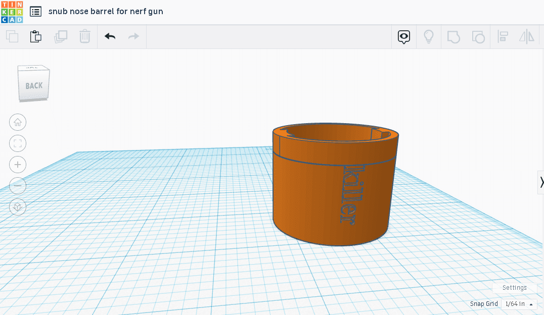 snub nose barrel for nerf gun.stl 3d model