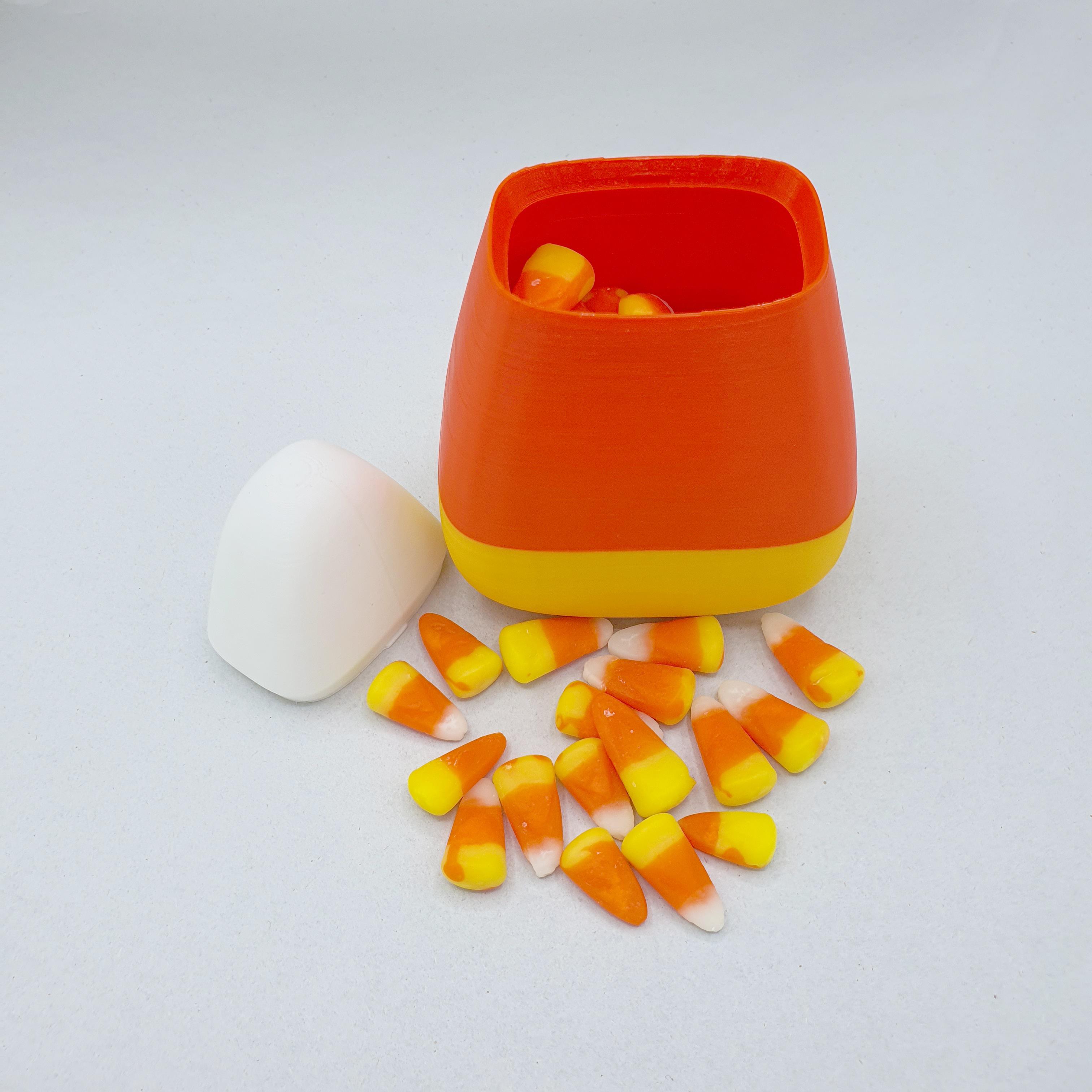 CANDY CORN CONTAINER PRINT IN PLACE NO SUPPORTS CANDY CORN STASH 3d model