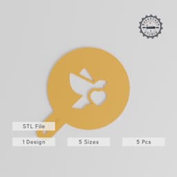 Dove Art Stencil Set, Latte & Painting, 5 Sizes, Use with Cocoa & Edible Glitter, Romantic Symbol Design PRODUCT_1423 3d model