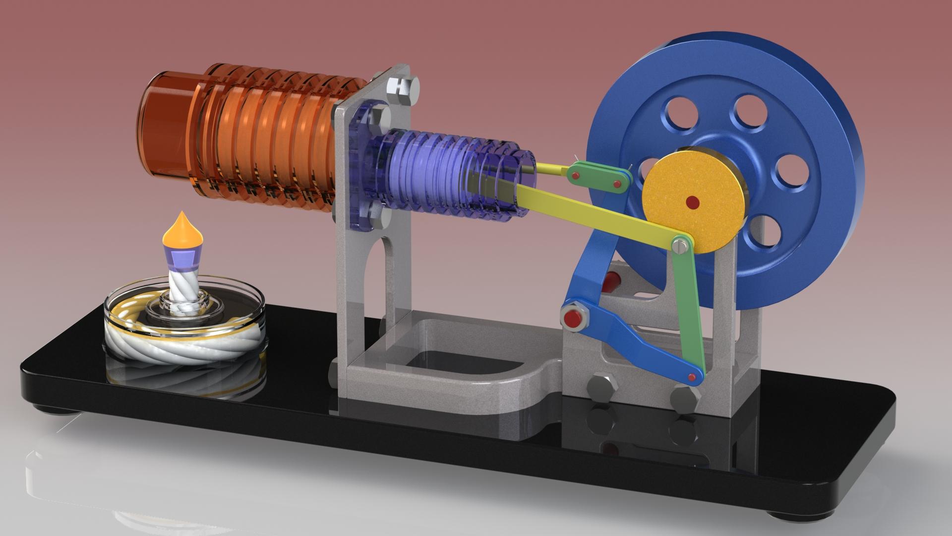 Stirling Motor - Hot Air Motor (Motor Stirling - Motor de Aire Caliente) 3d model
