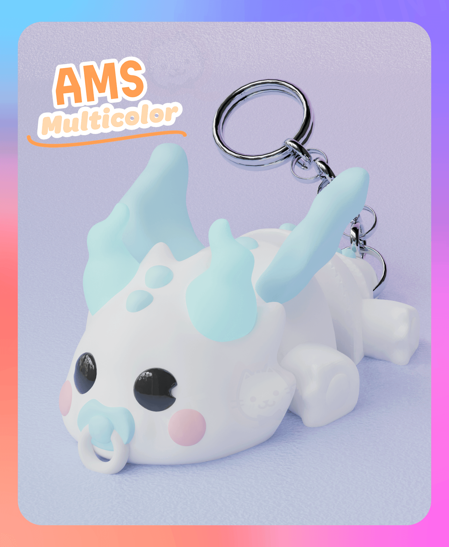 Flexi Baby Ghost Dragon Keychain (Multicolor) 3d model
