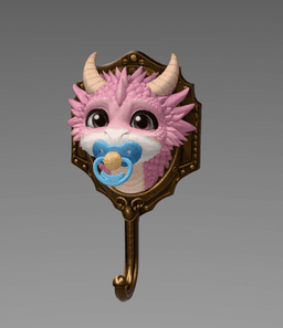 Baby Dragon Wall Hook STL File for 3D Printing 3d model