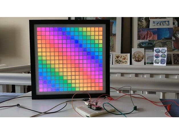 LED Matrix WS2812B ESP32 16x16 grid screen picture frame 3d model
