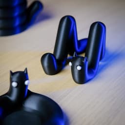 Goth Cat Desk Set Organizer - Print in Place - Holoprops 3d model
