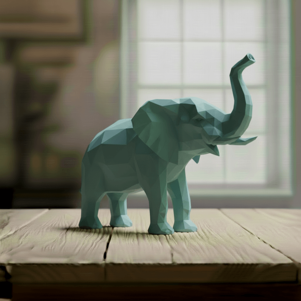 Majestic Low Poly Elephant - Geometric Safari Sculpture 3d model