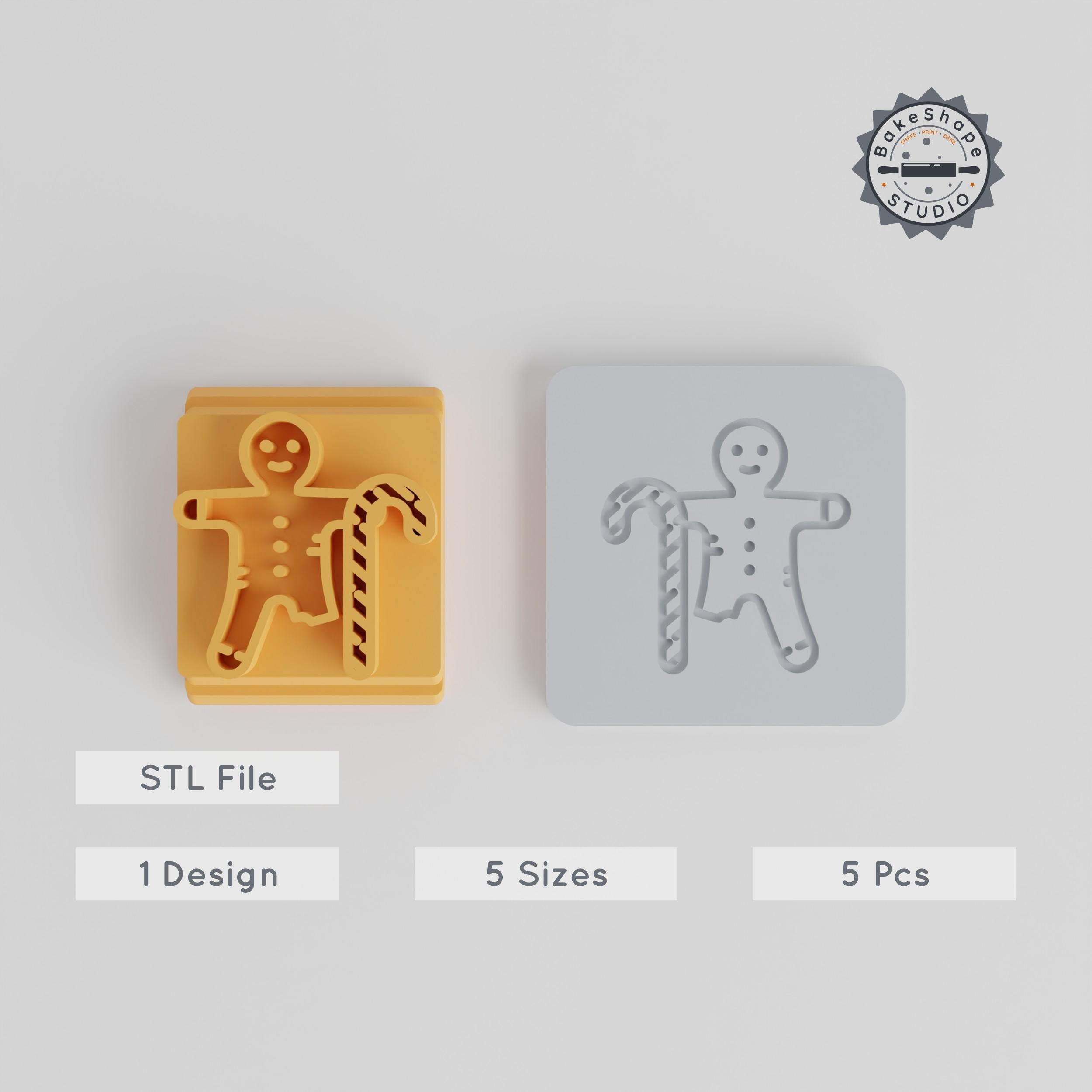 Gingerbread Man Stamp Tile Set, 5 Motif Sizes, Perfect for Cookies, Fondant & Clay, Festive Holiday Biscuit Design PRODUCT_3885 3d model