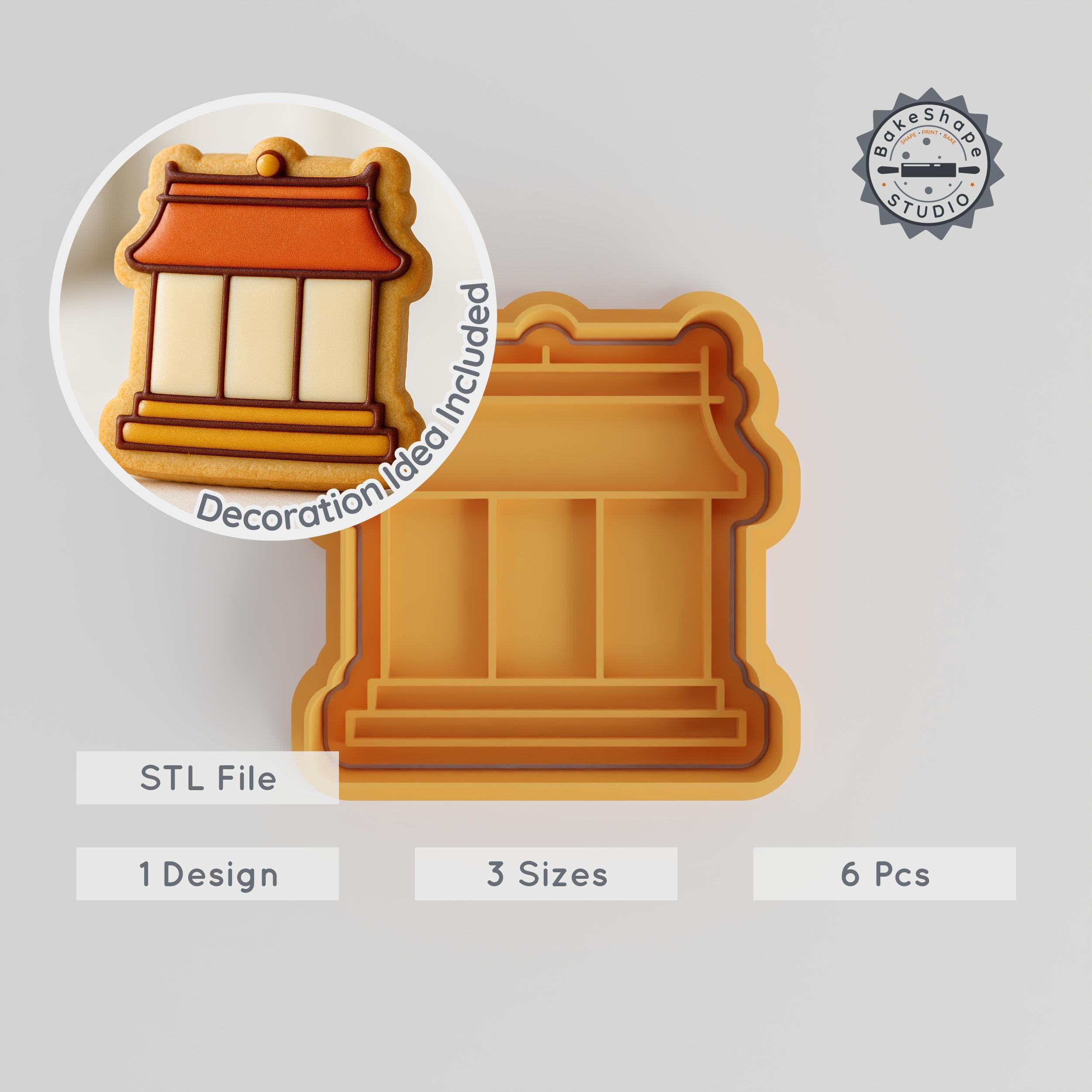 Asian Building Cookie Cutter & Stamp, Set of 6, Temple Theme, 3 Sizes, Perfect for Cookies & Fondant PRODUCT_2198 3d model
