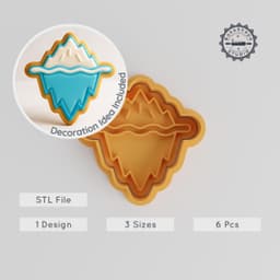 Ice Berg Shape Cutter & Stamp Set, Cookie & Fondant Decor, 3 Sizes, 6 Piece Nature Design PRODUCT_1108 3d model