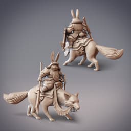 Rabbitfolk Patrolman and Giant Fox - Iron Brow, Guanghan Patrolman and Cinder Veil, Giant Fox (Pre-supported) 3d model