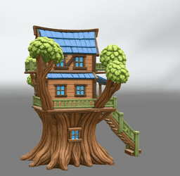 Fantasy Treehouse STL File for 3D Print 3d model