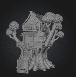 Fantasy Treehouse STL File for 3D Print 3d model