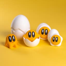 Blob Egg and Yolkies - Crackin Egg Container and Yolk Art Toys 3d model