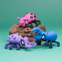 Blob Beetles - Mini Modular Art Toy with Log Container 3d model