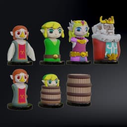 Zelda Wind Waker Fan Art, Chess Full WHITE Set 3d model