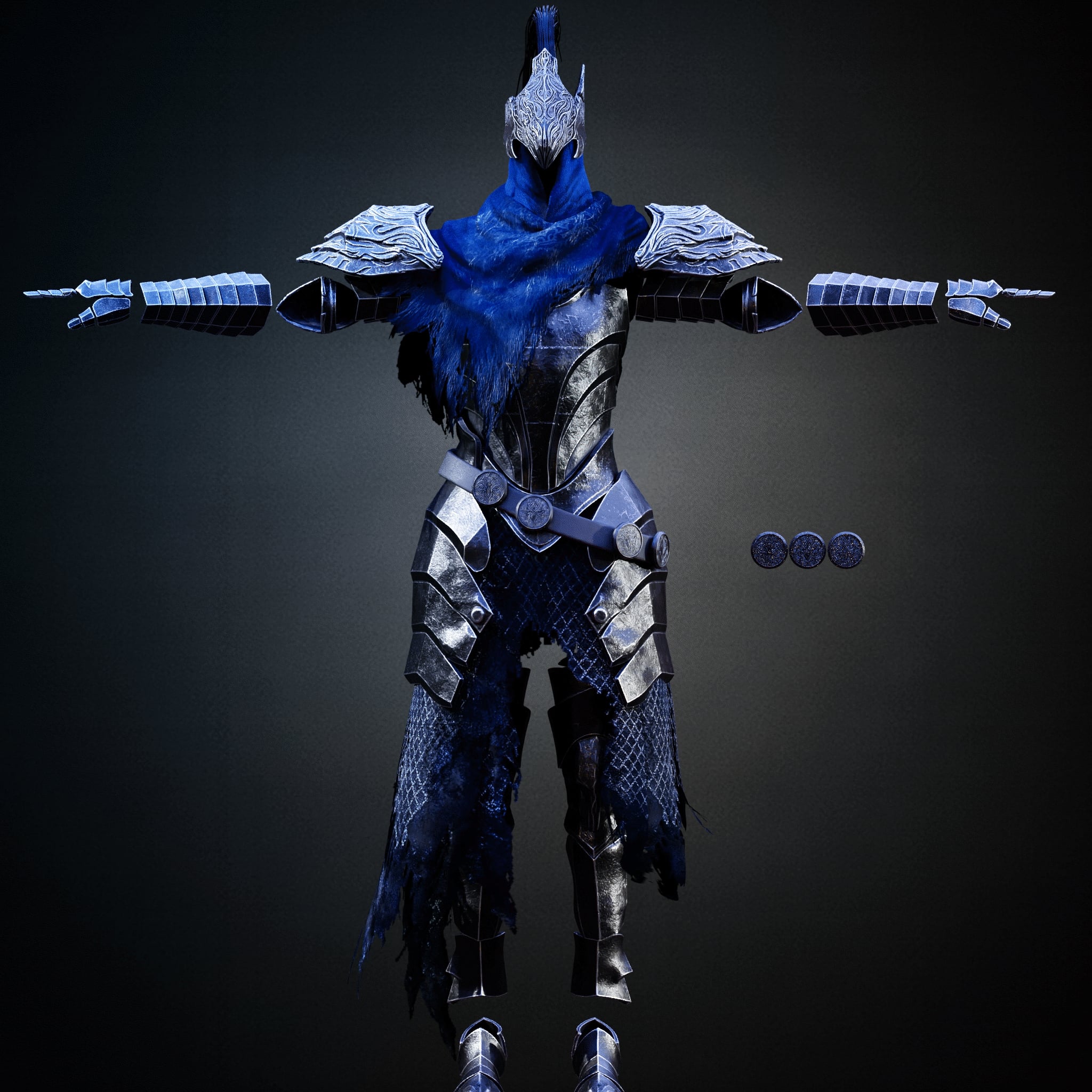 DARK SOULS KNIGHT ARTORIAS FULL PLATE ARMOR COSPLAY LIFESIZE – HELMET PACK FAN ART STL 3d model