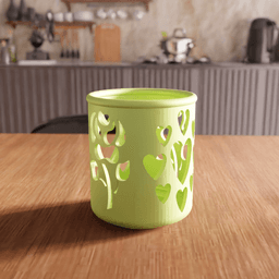 Romantic Rose and Heart Cutout Vase 3d model
