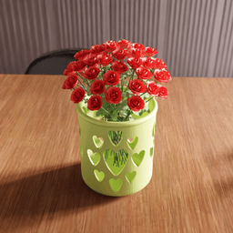Romantic Rose and Heart Cutout Vase 3d model