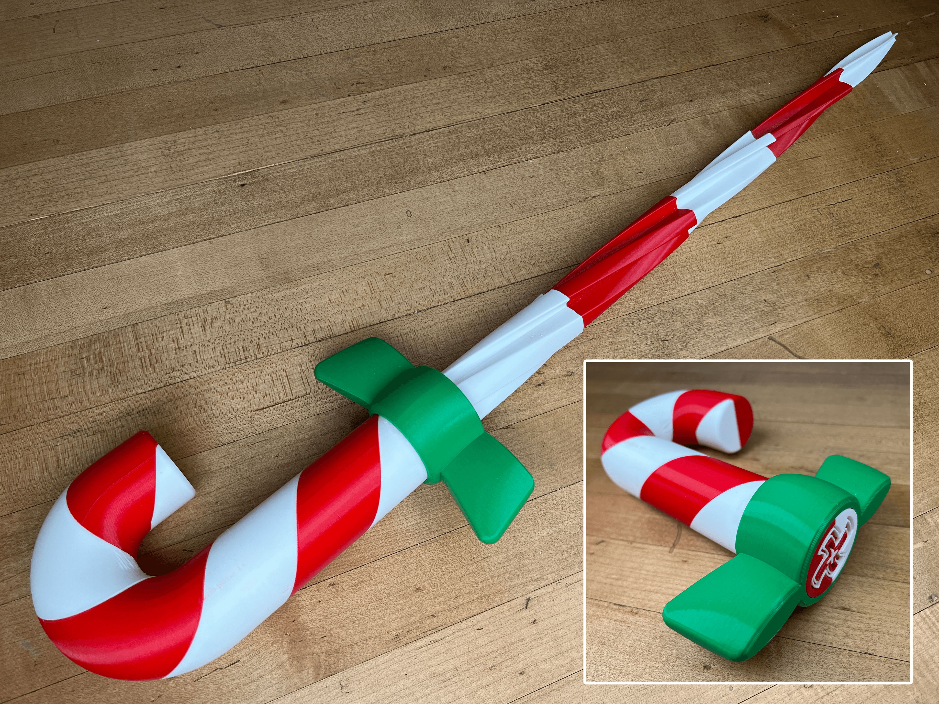 Collapsing Candy Cane Sword Dual Extrusion 3d model