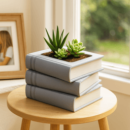 3D Book Planter, Succulent & Cactus Pot, Book Plant Shelf, Stacked Book Planter, Gift for Book Lover 3d model