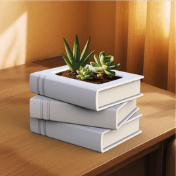 3D Book Planter, Succulent & Cactus Pot, Book Plant Shelf, Stacked Book Planter, Gift for Book Lover 3d model