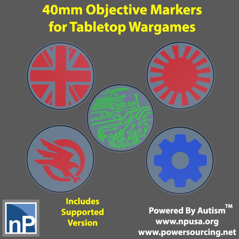 40mm Objective Markers for Tabletop Wargames 3d model