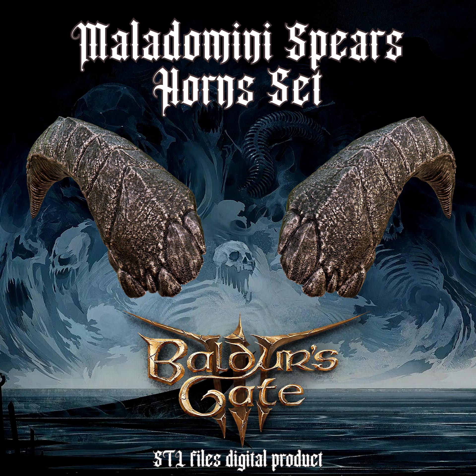 TIEFLING MALADOMINI SPEARS FANTASY HORNS SET BALDURS GATE 3 3d model