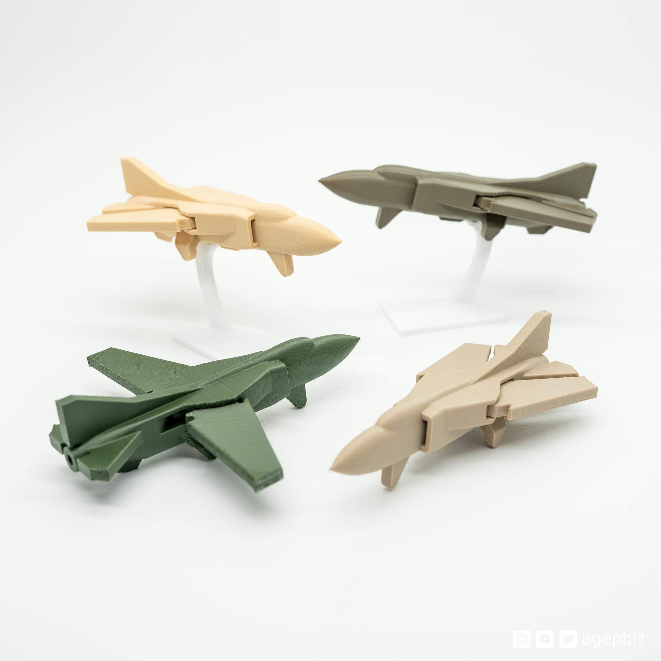 Print-in-place and articulated MiG-23 Jet Fighter with Improved Wingdesign 3d model
