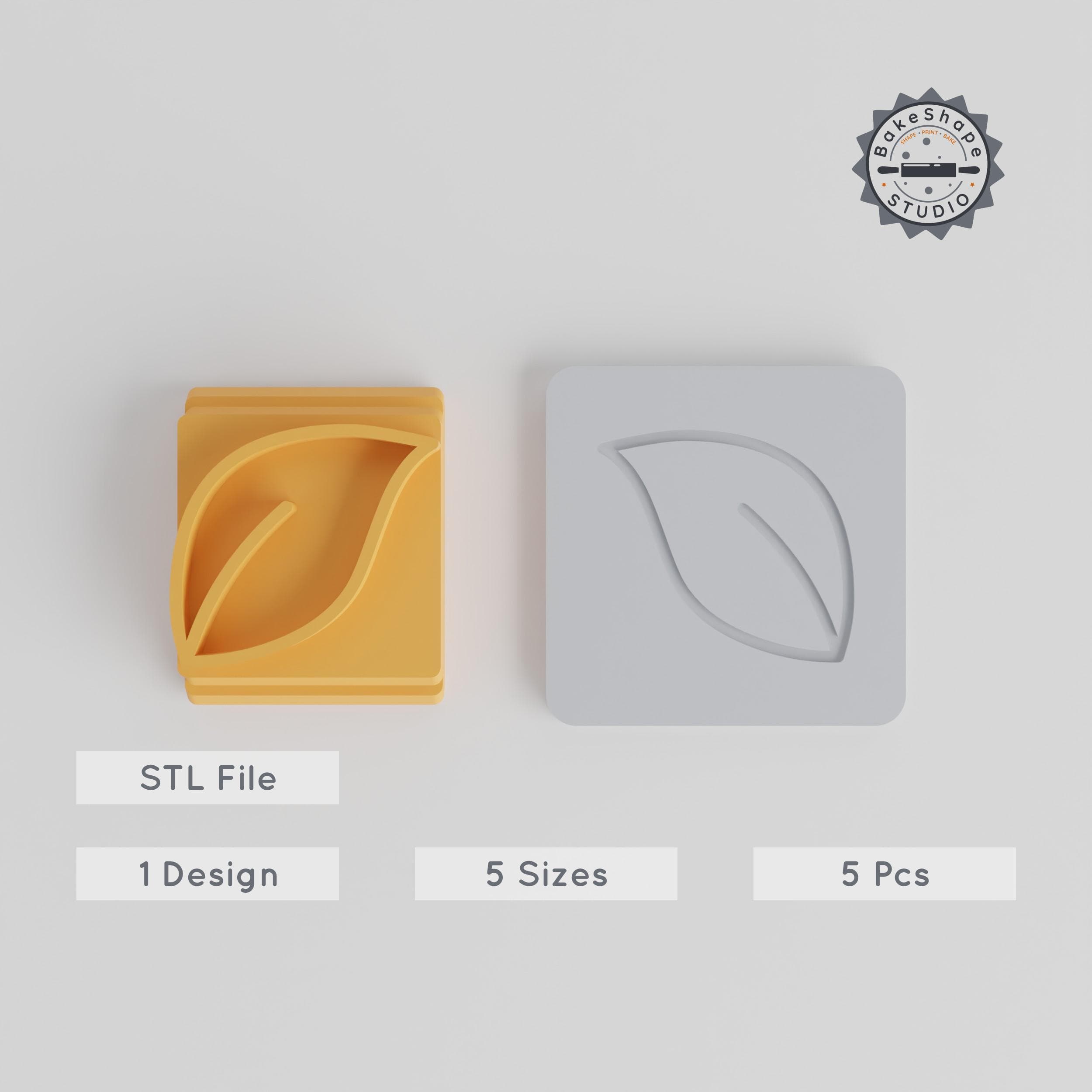 Leaf Stamp Tile Pack, 5 Motif Sizes 20-40mm, Perfect for Clay, Cookies, Fondant & Soft Materials PRODUCT_5042 3d model
