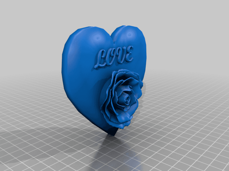 Valentine Heart with Rose 3d model