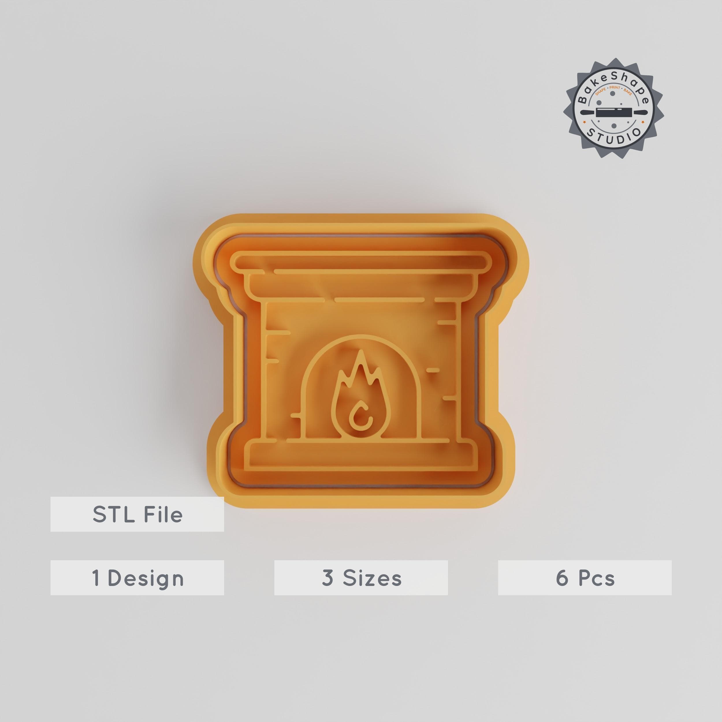 Fireplace Shape Cutter & Stamp, Festive Cookie & Fondant Decor, 3 Sizes, Holiday & Winter Baking Set PRODUCT_4254 3d model