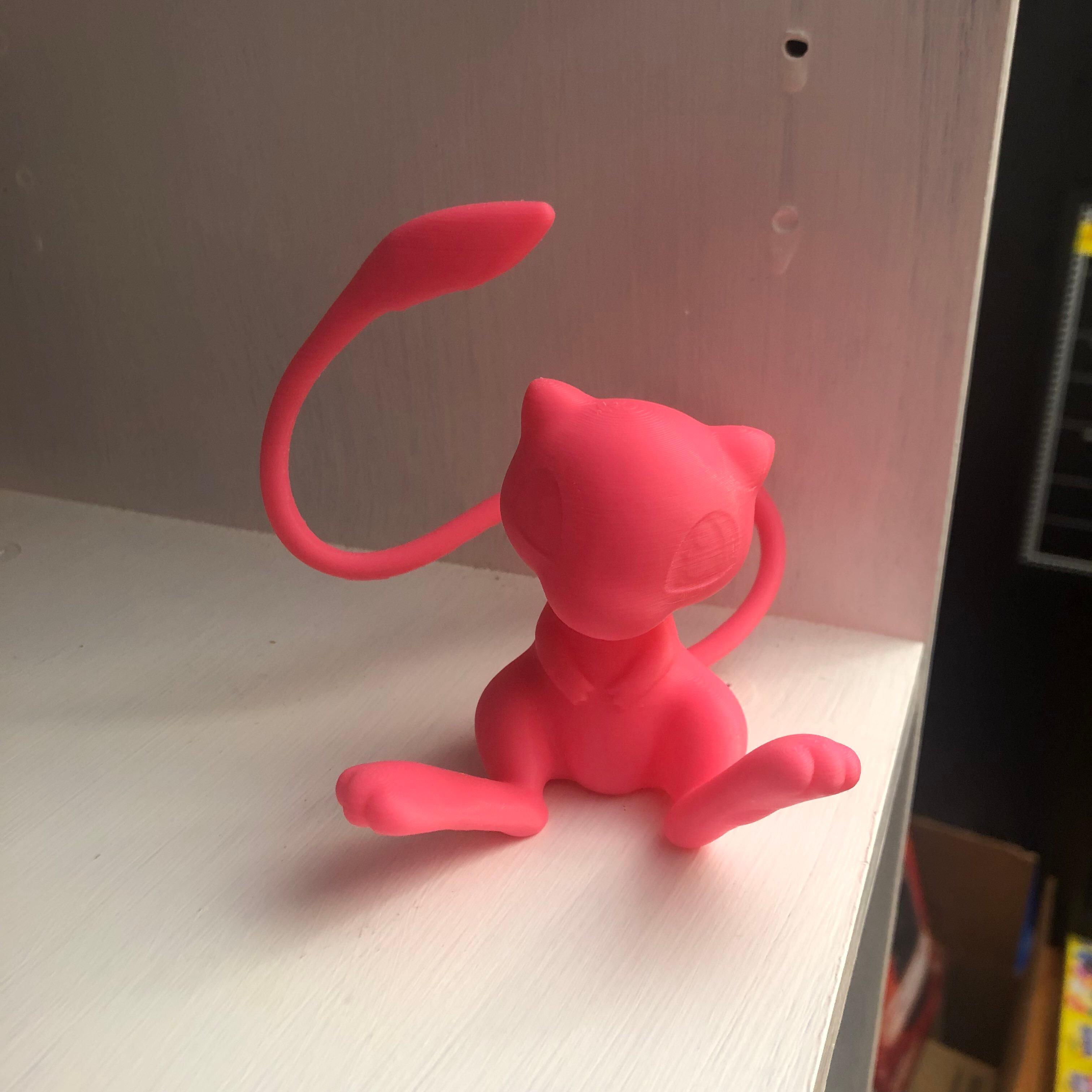 Mew(Pokémon) - Printed on Prusa MK3S.  .2mm layer height with a .4 mm nozzle. Printed in Matterhackers Pink PLA. 
 - 3d model