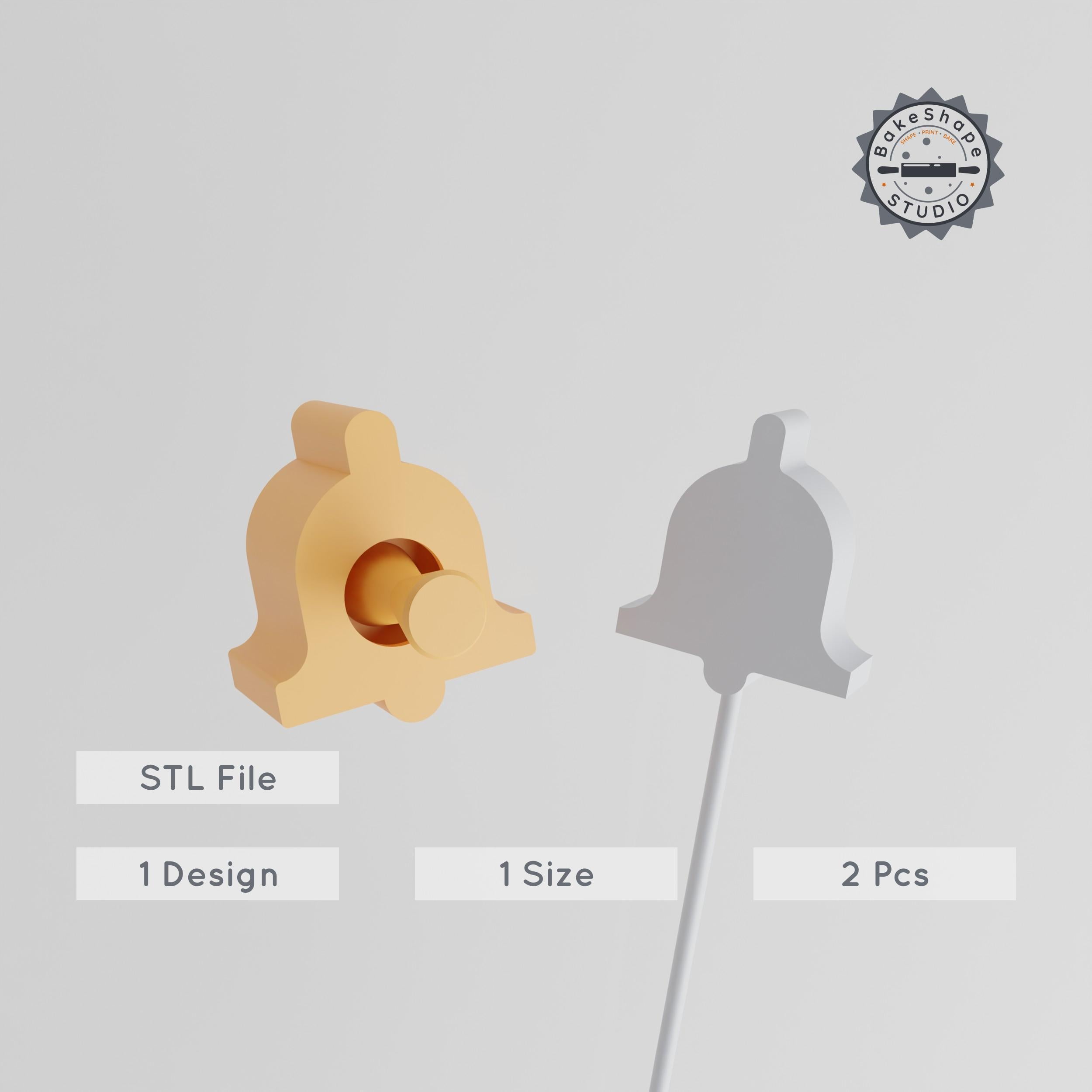 Bell Cake Pop Mold, Celebration & Alert Design, 2-Piece STL for 3D Printing PRODUCT_1239 3d model
